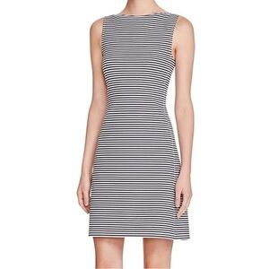 Theory Womens Mivrill Navy Ivory Sail Stripe Sleeveless Dress